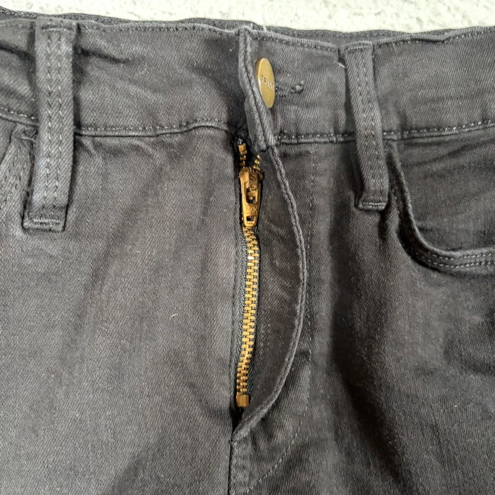 FRAME Le High Straight Jeans Film Noir Black Raw Step‎ Hem Women Size 26